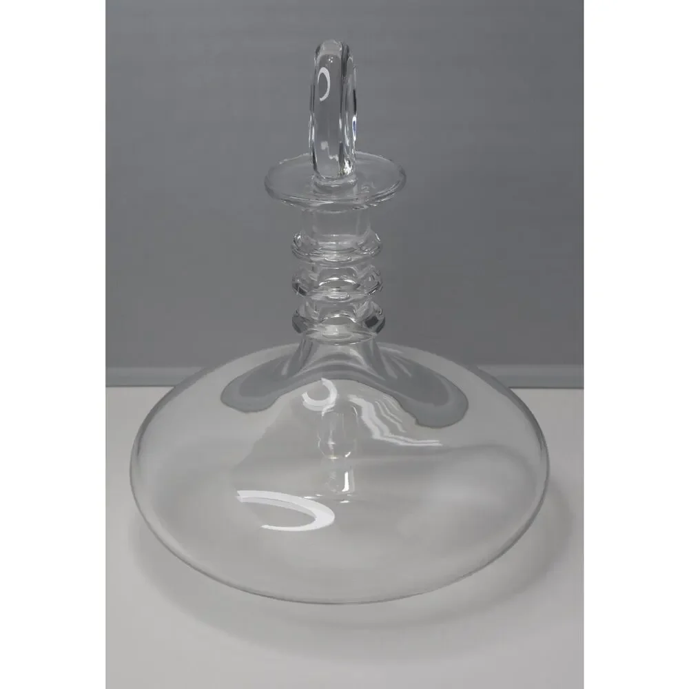 Baccarat Blown Glass Spiral Ring Neck Ship's DECANTER with Moon Stopper France